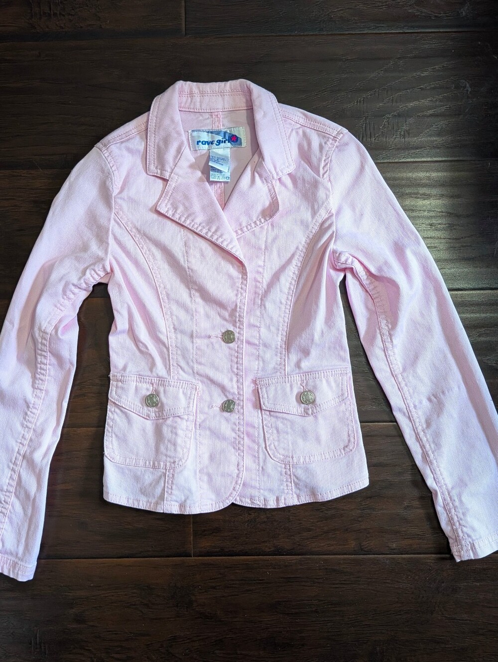 Girls Pink Tailored Ribbed Blazer Jacket